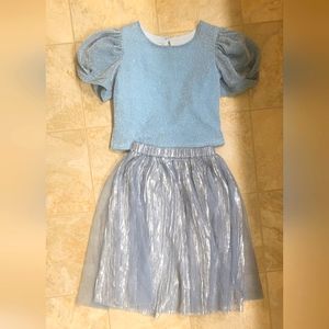 Blue semi-formal girl's top & skirt size 8